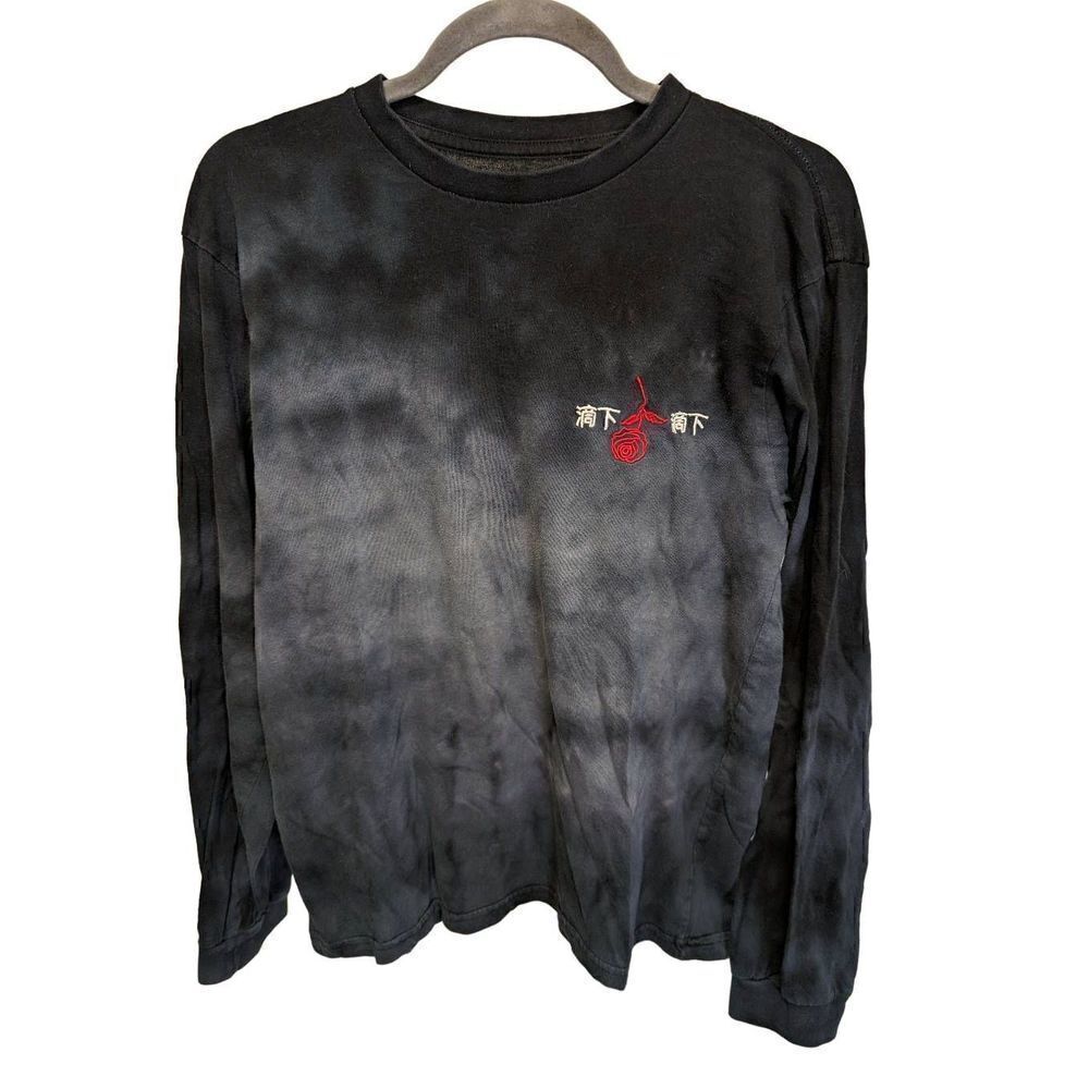Eighty eight Black Tie Dye Long Sleeve Red Rose T-shirt Men's Size Medium